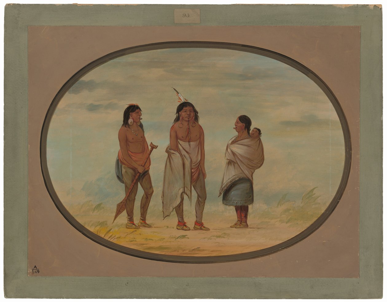 Nayas indianerhøvding, hans kone og en kriger af George Catlin