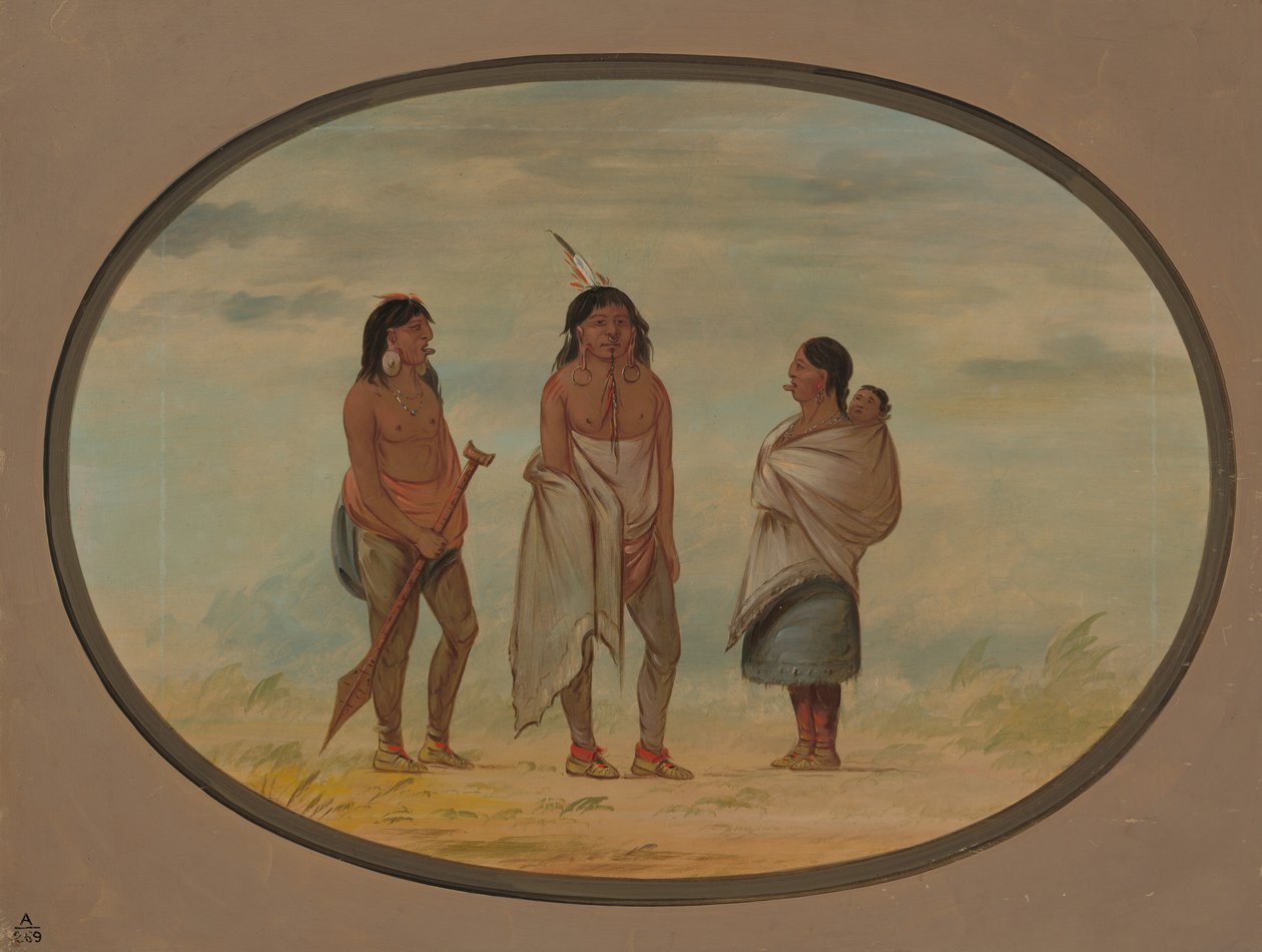 Nayas indianerhøvding, hans kone og en kriger, 18551869. af George Catlin