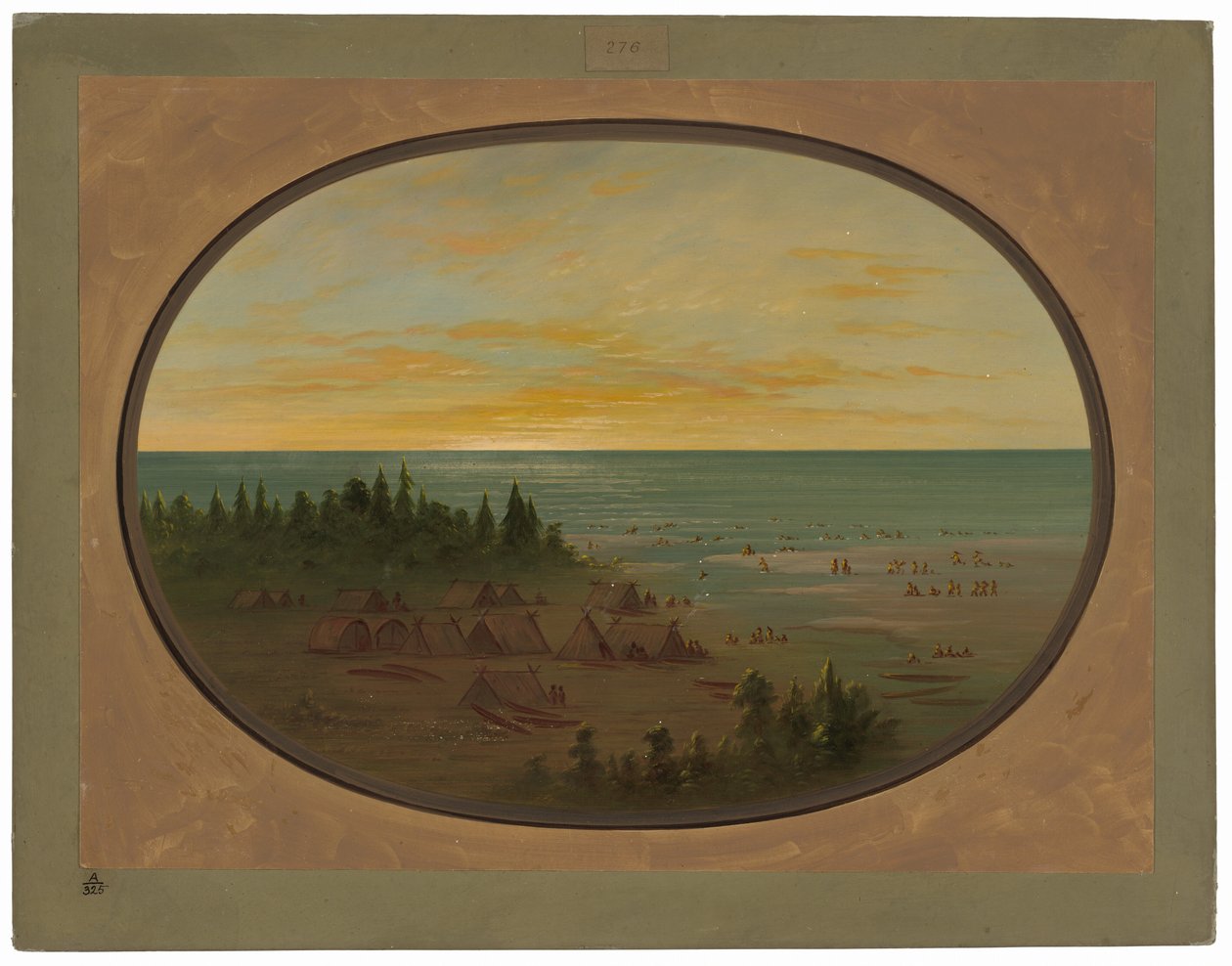 Nayas Village - indianere bader af George Catlin