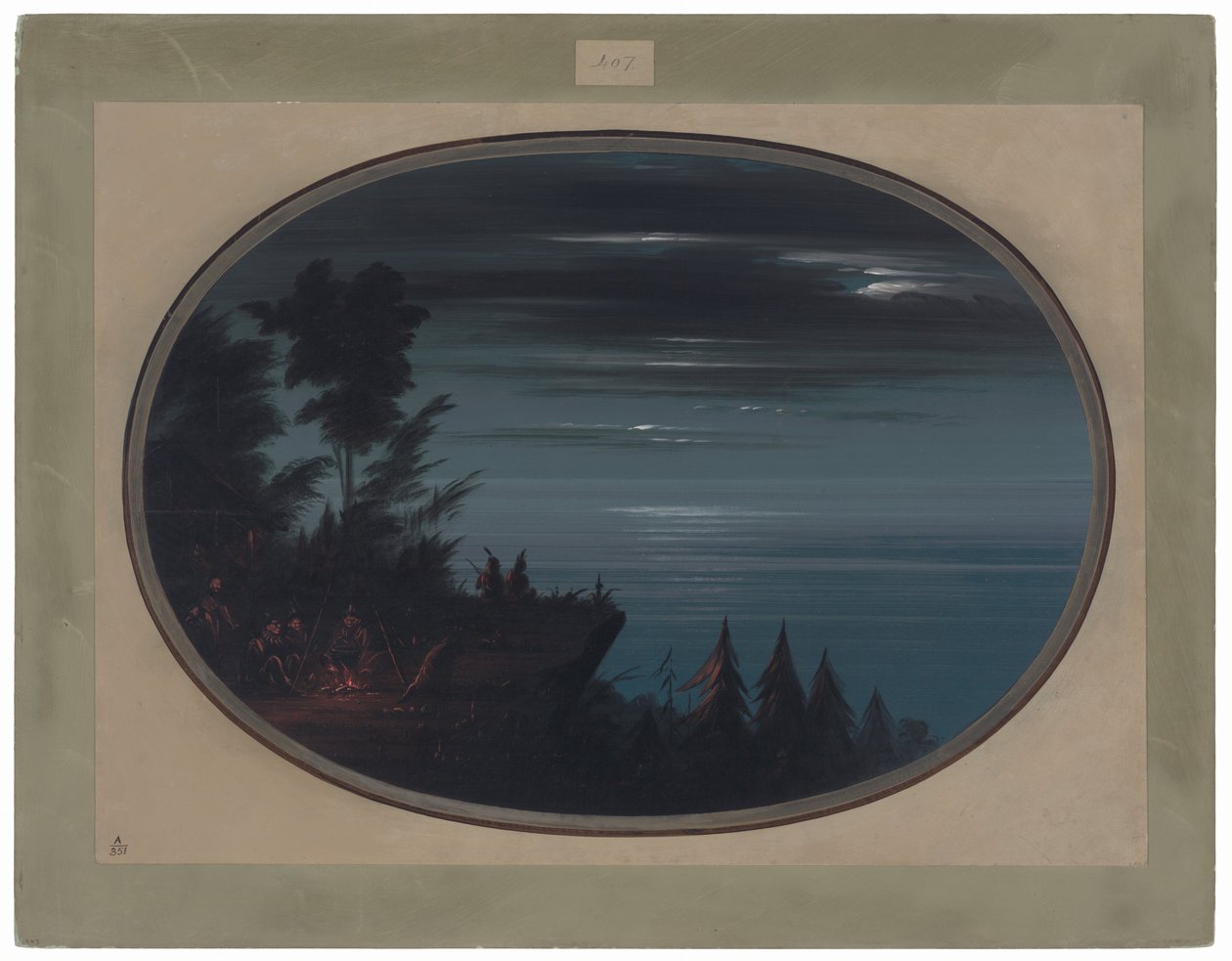 Nayas Village om natten af George Catlin