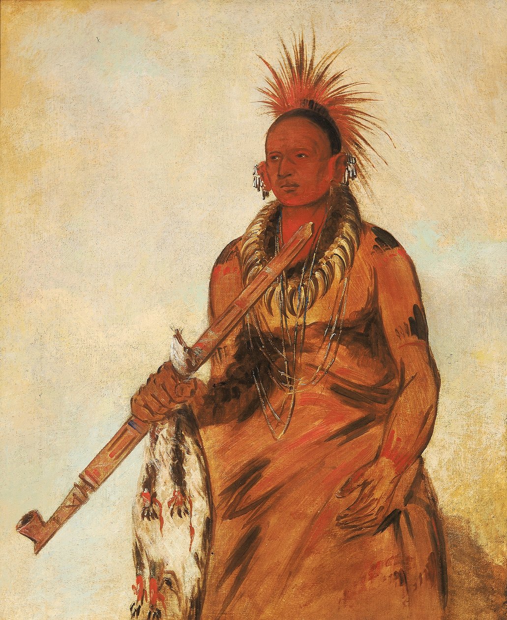 No-o-mún-nee, går i regnen, en kriger af George Catlin