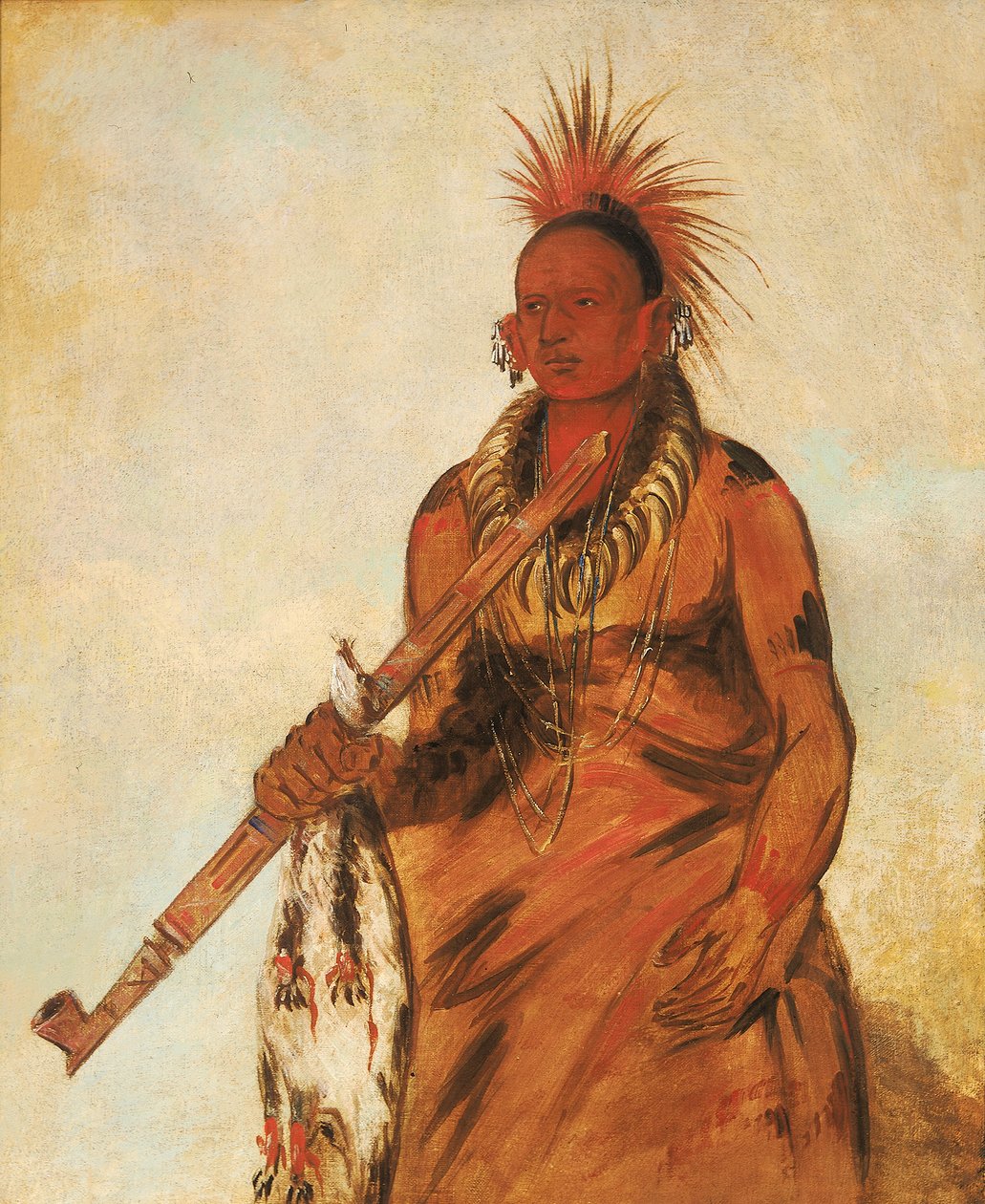 No-o-mún-nee, Walks in the Rain, a Warrior, 1832. af George Catlin