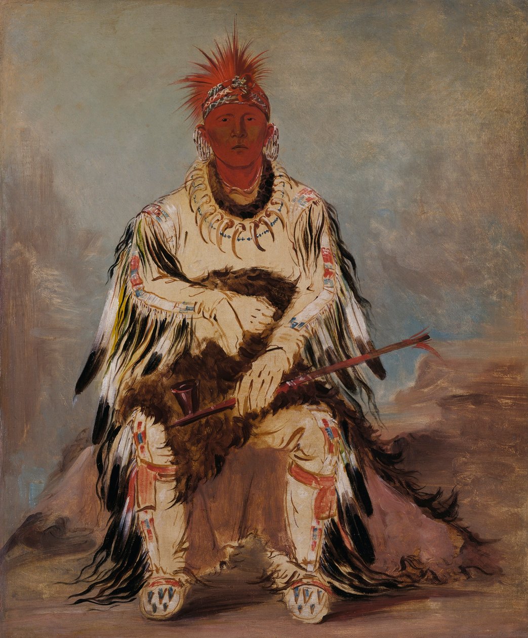 No-wáy-ke-súg-gah, Han, der slår to på én gang, en modig af George Catlin