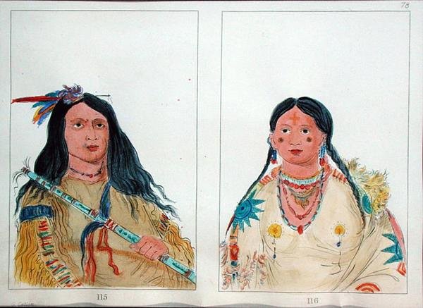 Nordamerikanske indianere (pen og blæk og akvarel på papir) af George Catlin