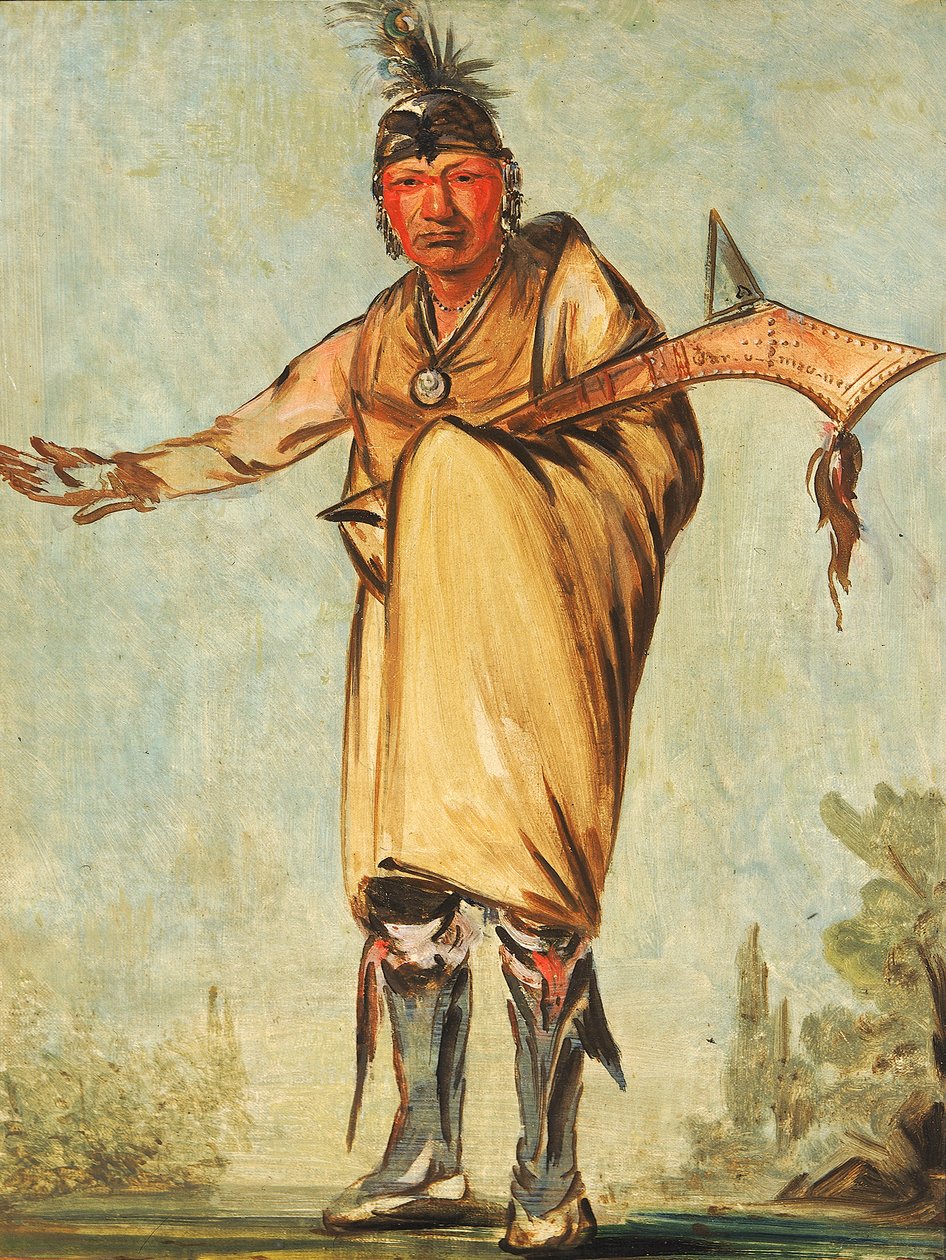 Náw-káw, Wood, tidligere høvding for stammen, 1828. af George Catlin