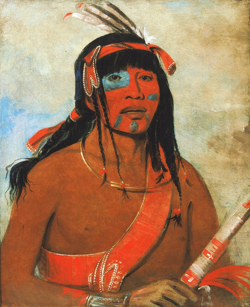 O-tá-wah, The Ottaway, a Warrior, 1835. af George Catlin