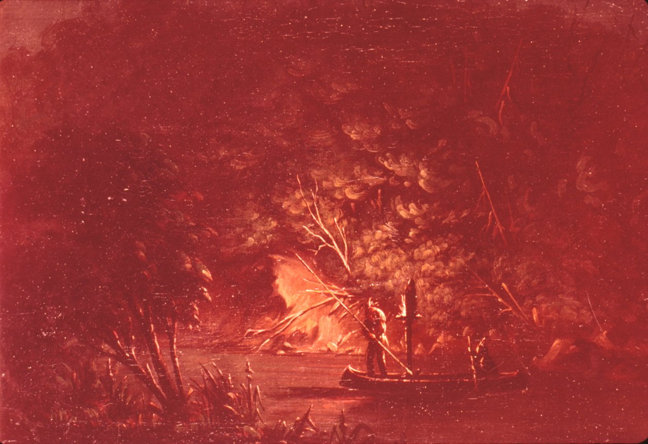 Ojibwe Spydende Laks af Torchlight, 1846-1848. af George Catlin