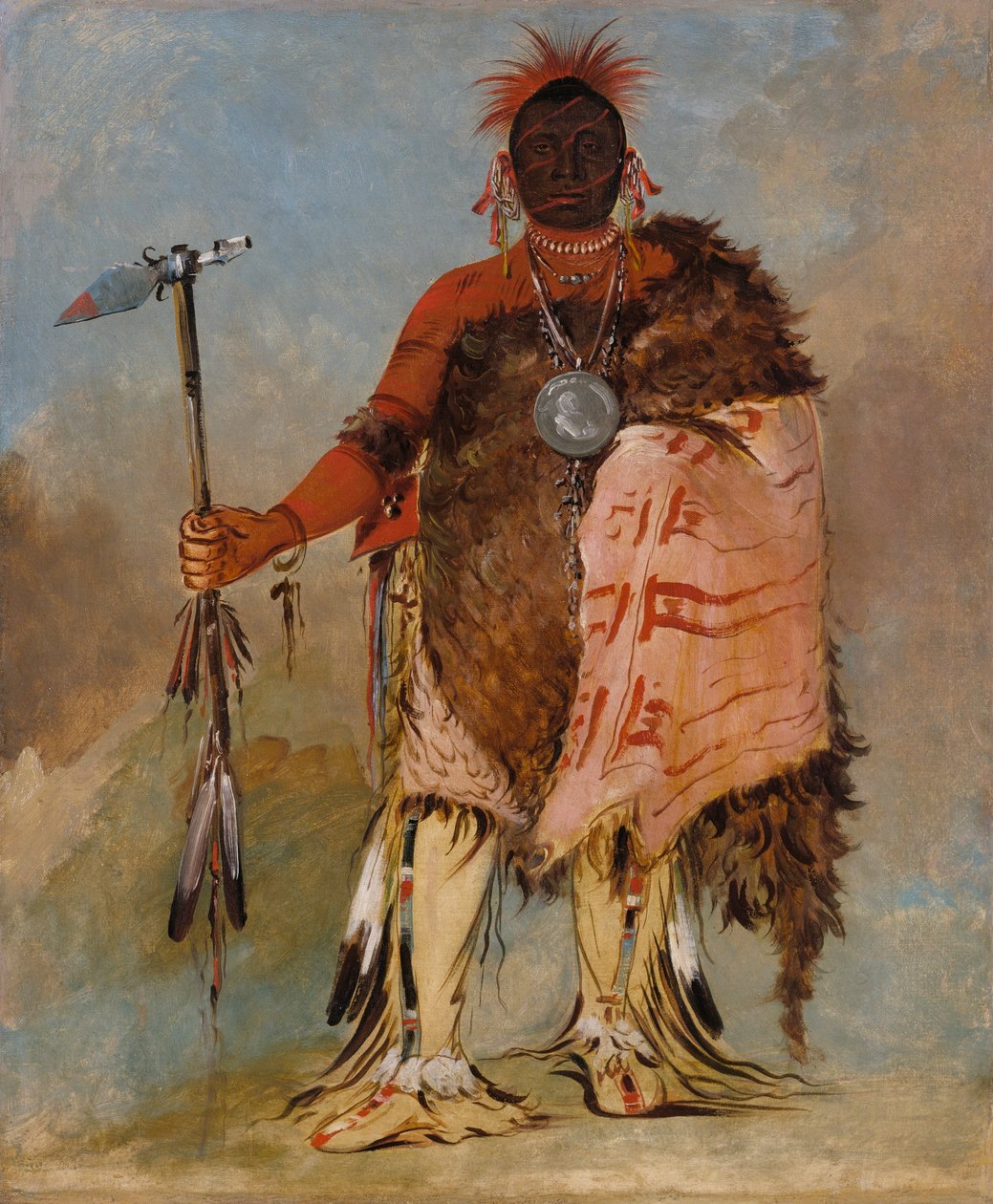 Om-pah-tón-ga, Big Elk, en berømt kriger af George Catlin