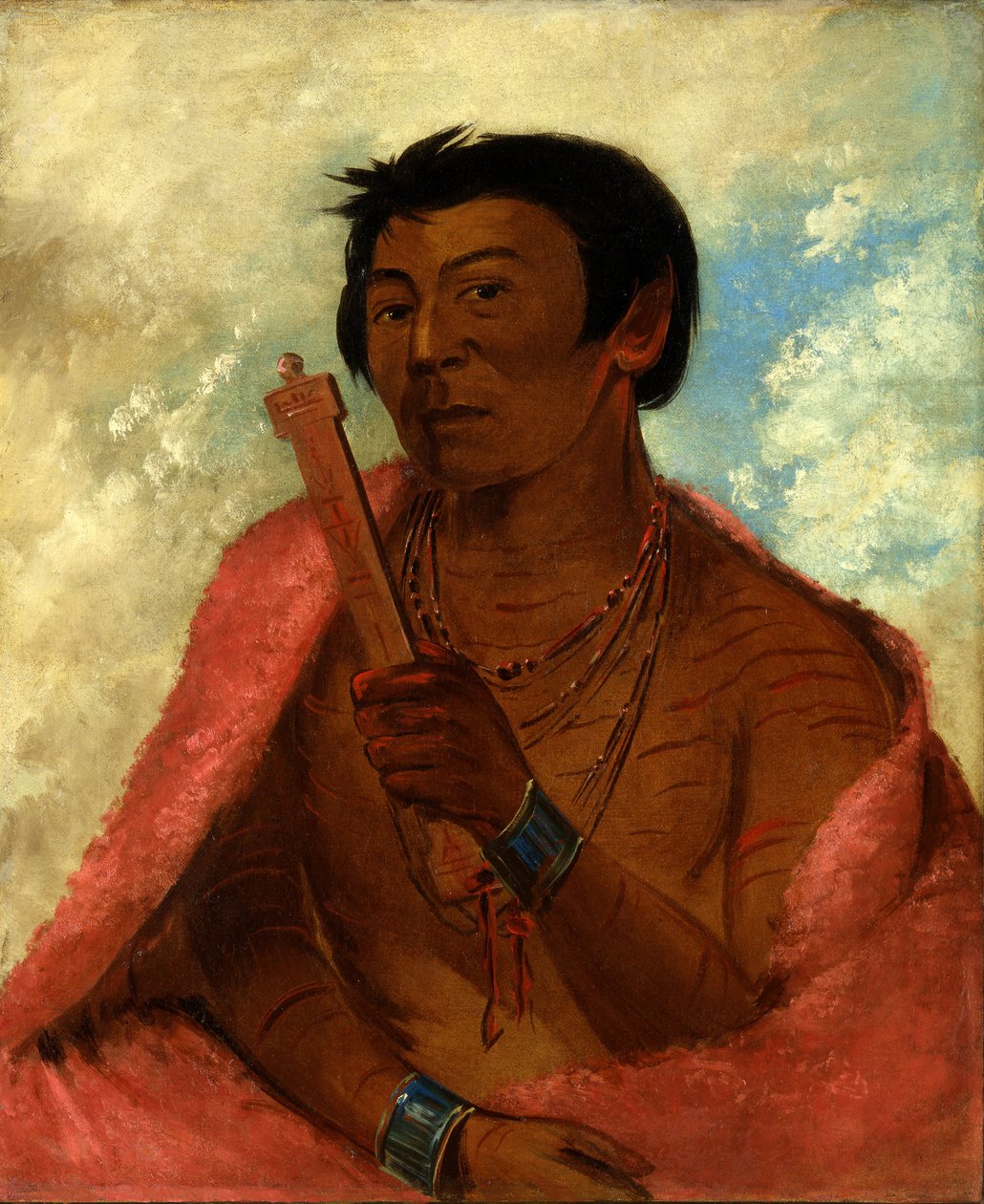 On-sáw-kie, The Sauk, in the Act of Praying, 1830. af George Catlin