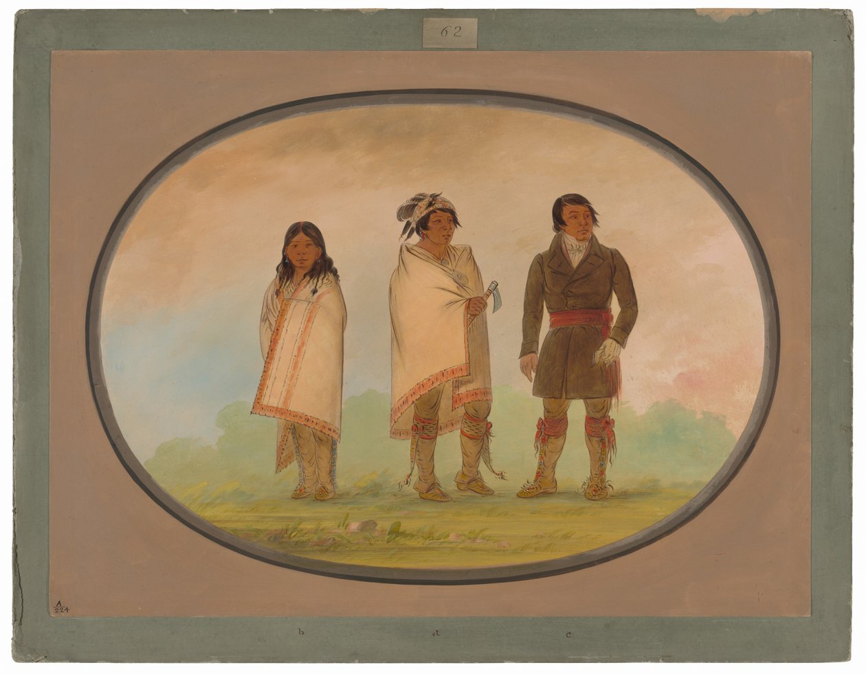 Oneida-høvding, hans søster og en missionær af George Catlin
