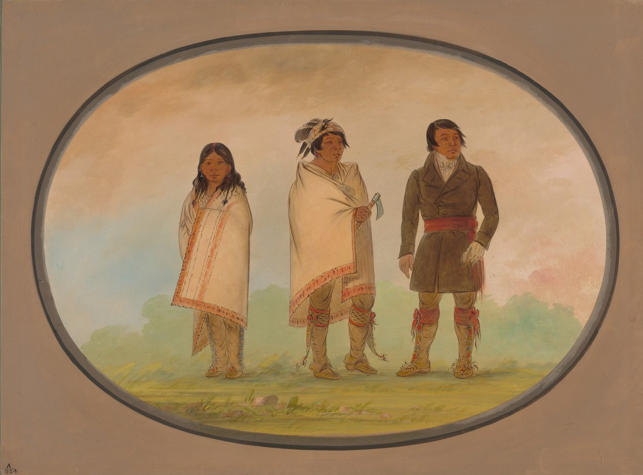 Oneida-høvding, hans søster og en missionær, 18611869. af George Catlin