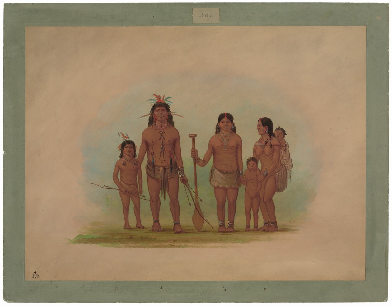 Orejona-høvding og familie af George Catlin