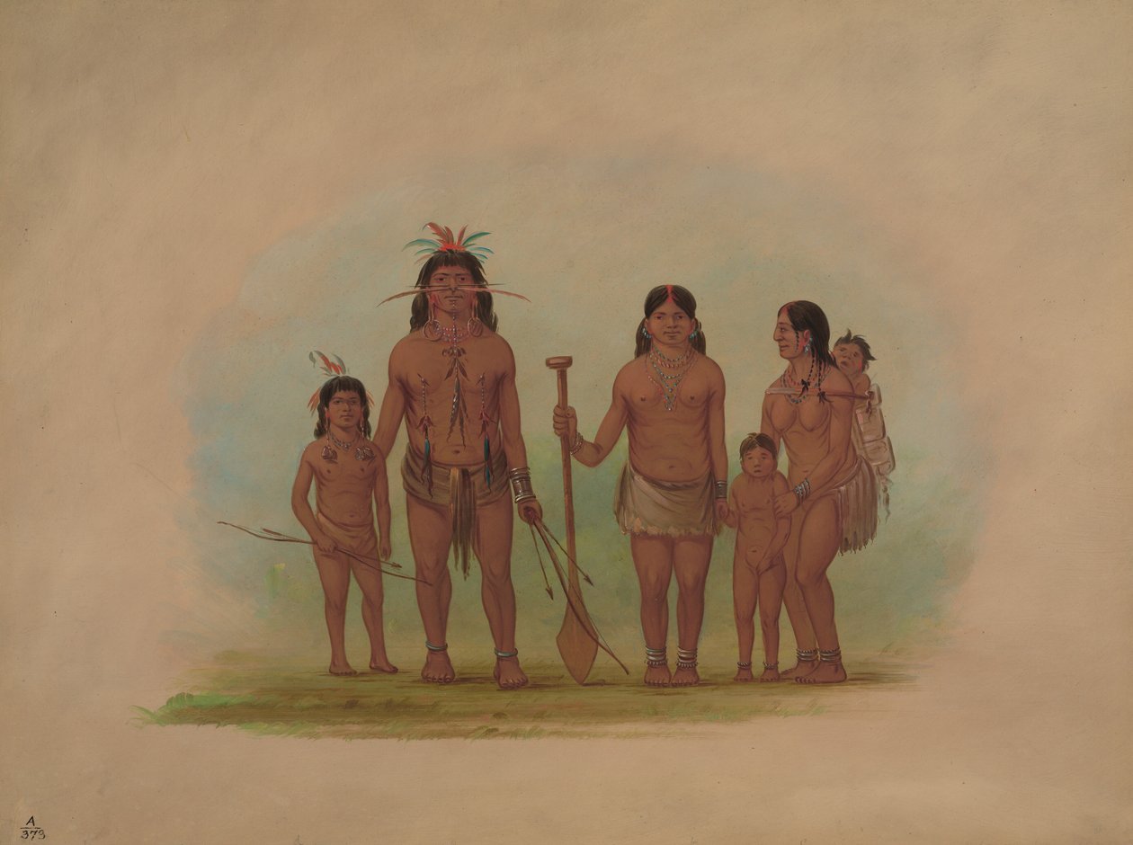 Orejona Chief and Family, 18541869. af George Catlin