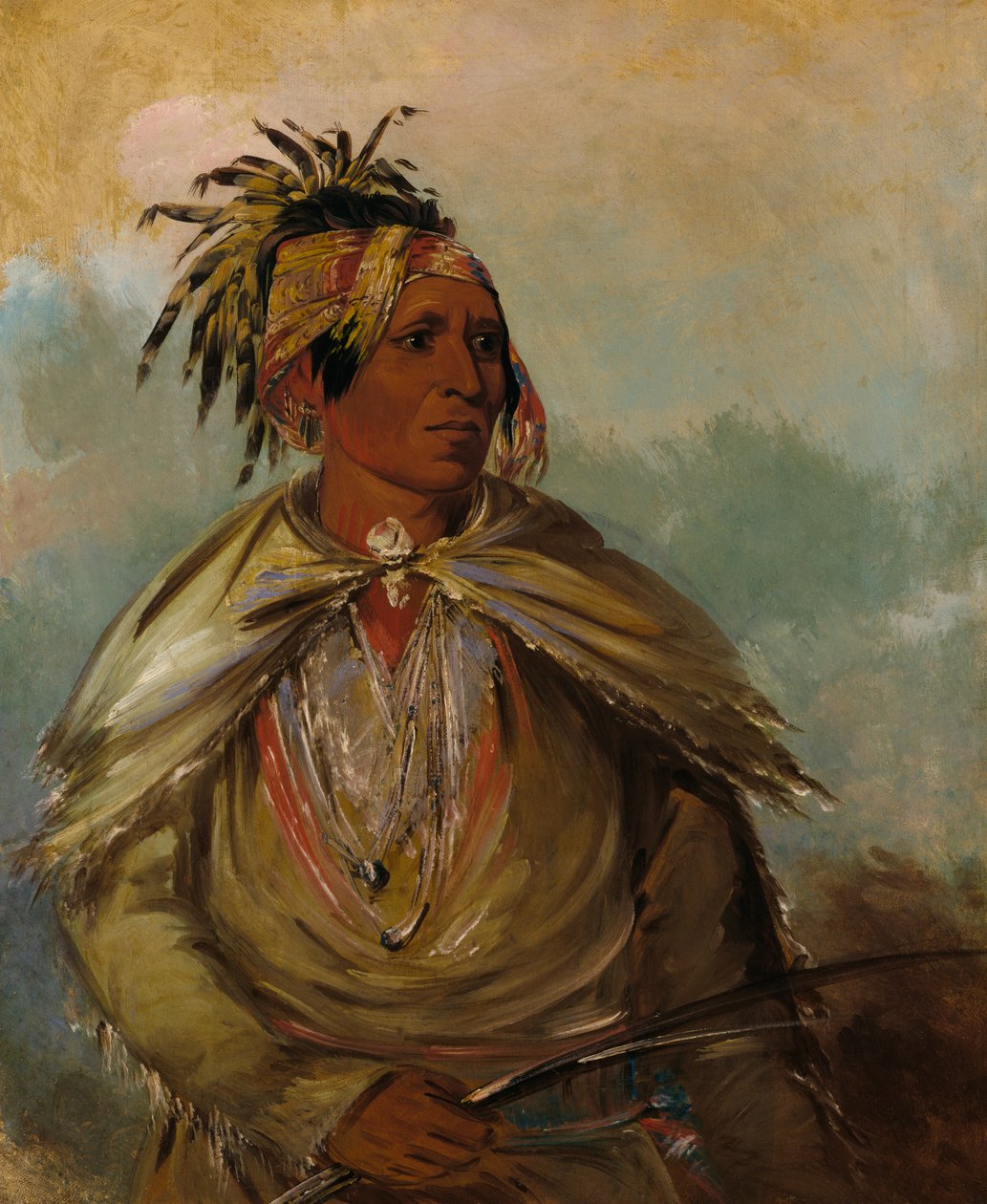 Pah-mee-ców-ee-tah, mand der sporer, en høvding, af George Catlin