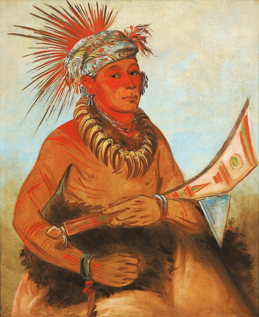 Pah-ta-cóo-chee, skydende cedertræ, en modig af George Catlin