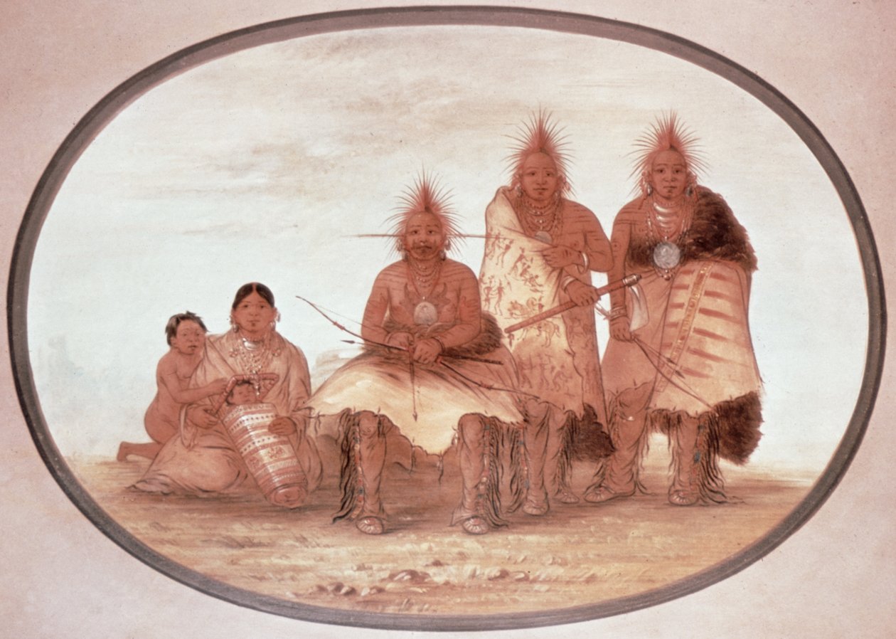 Pawnee Warriors, ca. 1832 (farve litho) af George Catlin