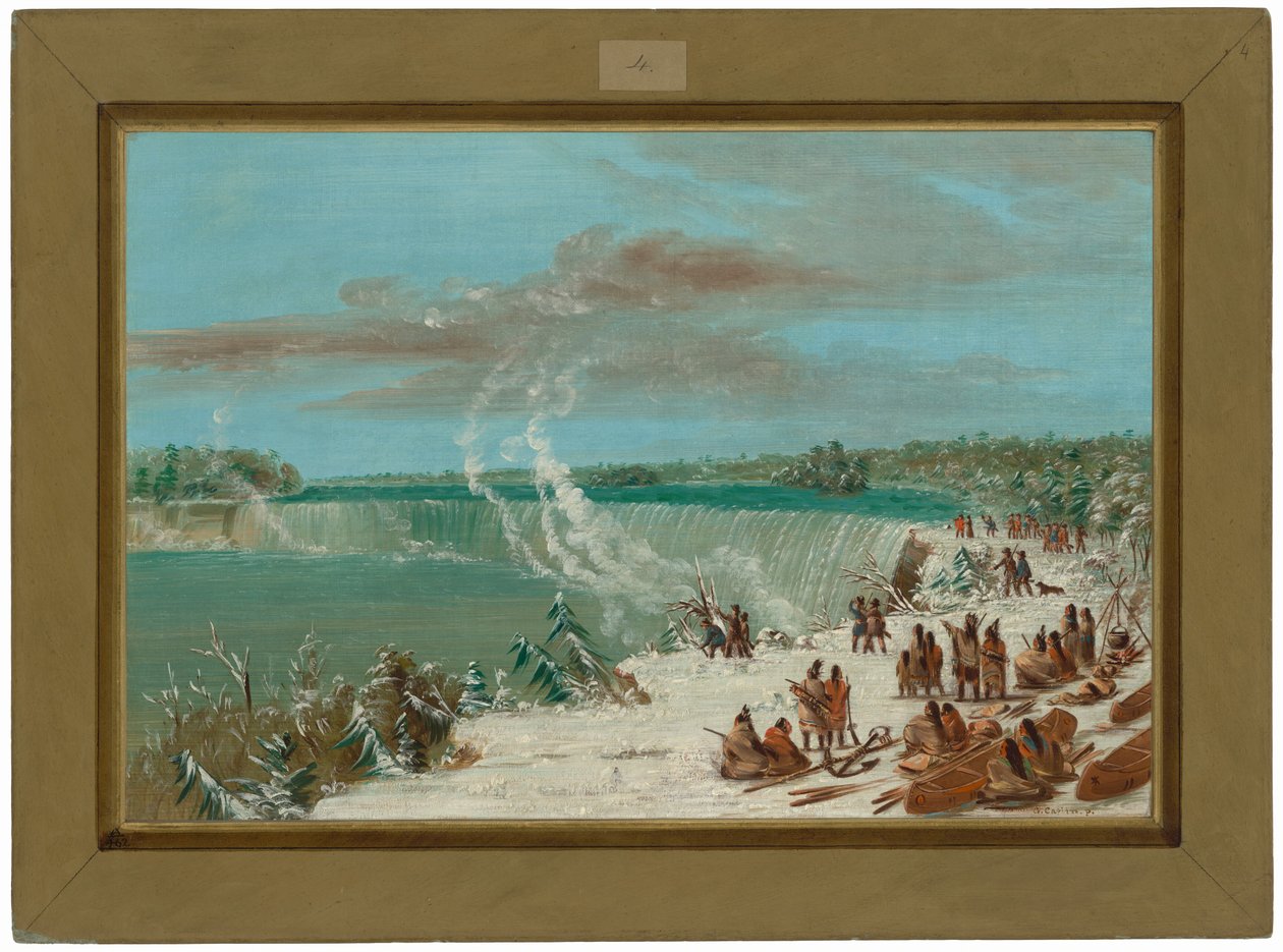 Transport rundt om Niagara Falls ved Table Rock af George Catlin