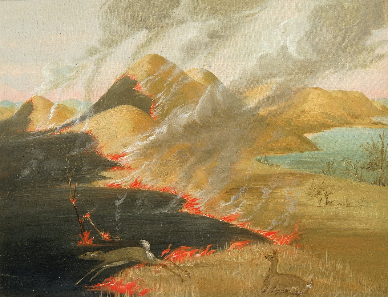 Prairie Bluffs brænder af George Catlin