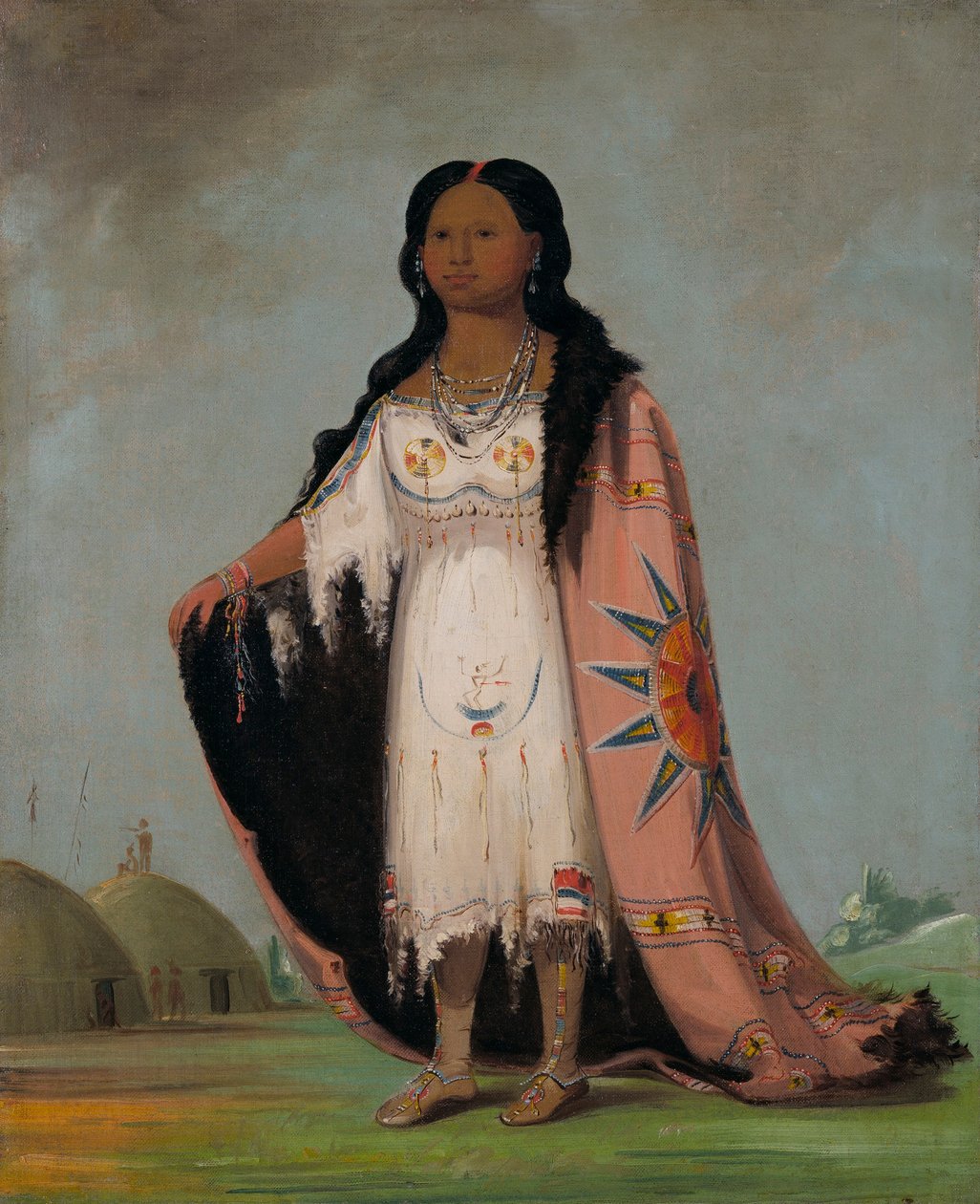 Pshán-shaw, sødt duftende græs, tolv år gammel datter af Bloody Hand af George Catlin