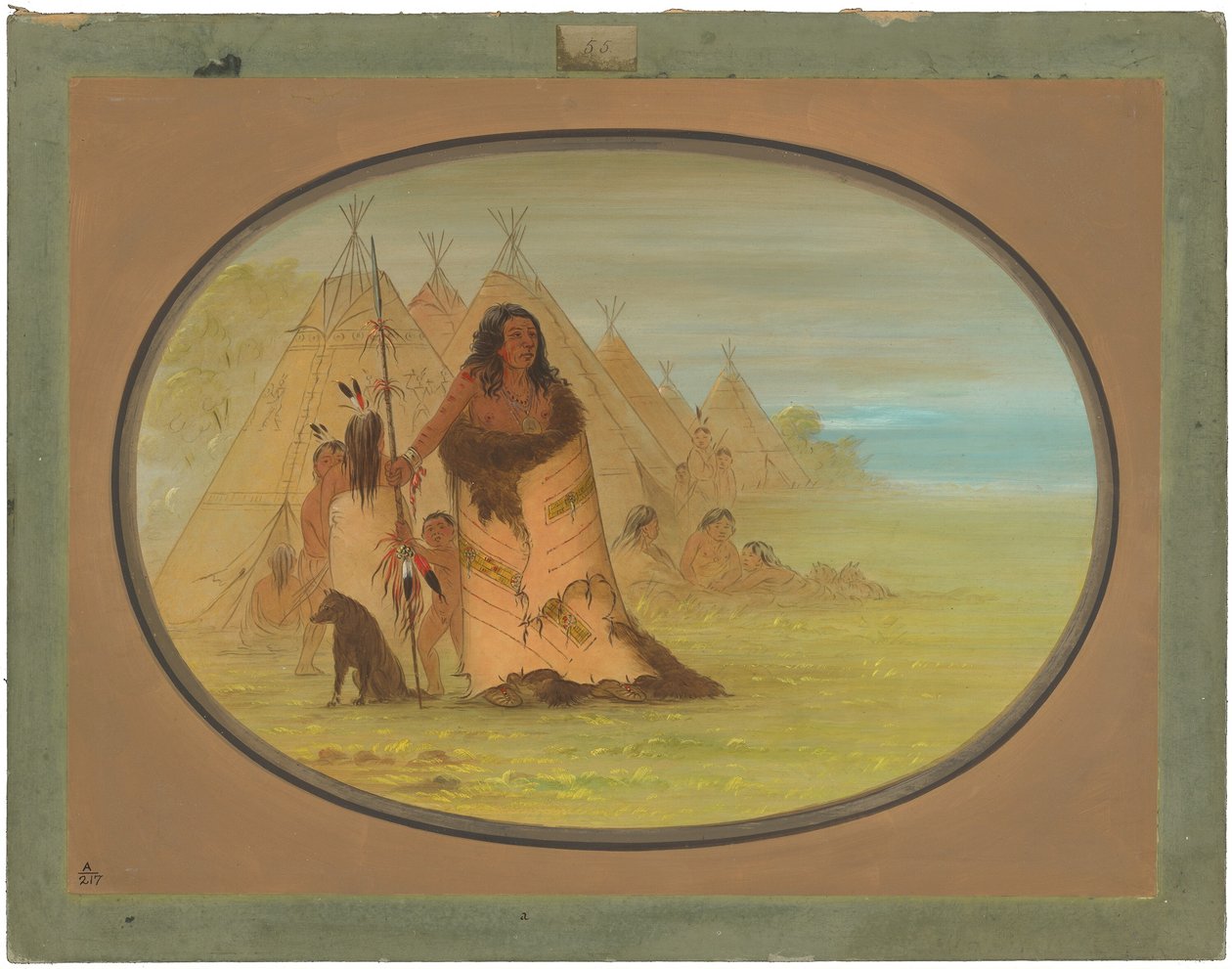 Puncah-chef omgivet af sin familie af George Catlin