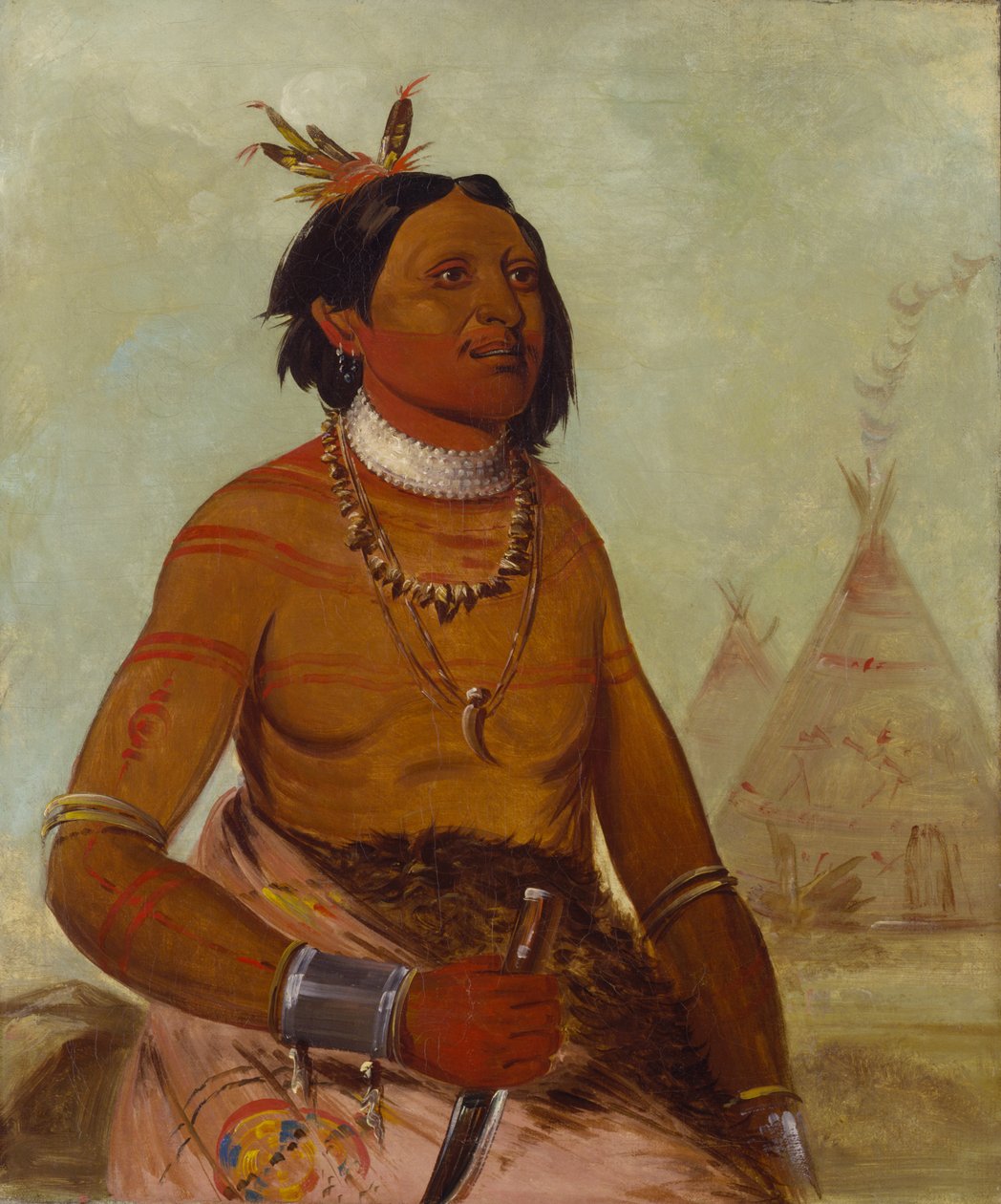 Quack-ham-kay, Stone Shell, a Brave, 1834. af George Catlin
