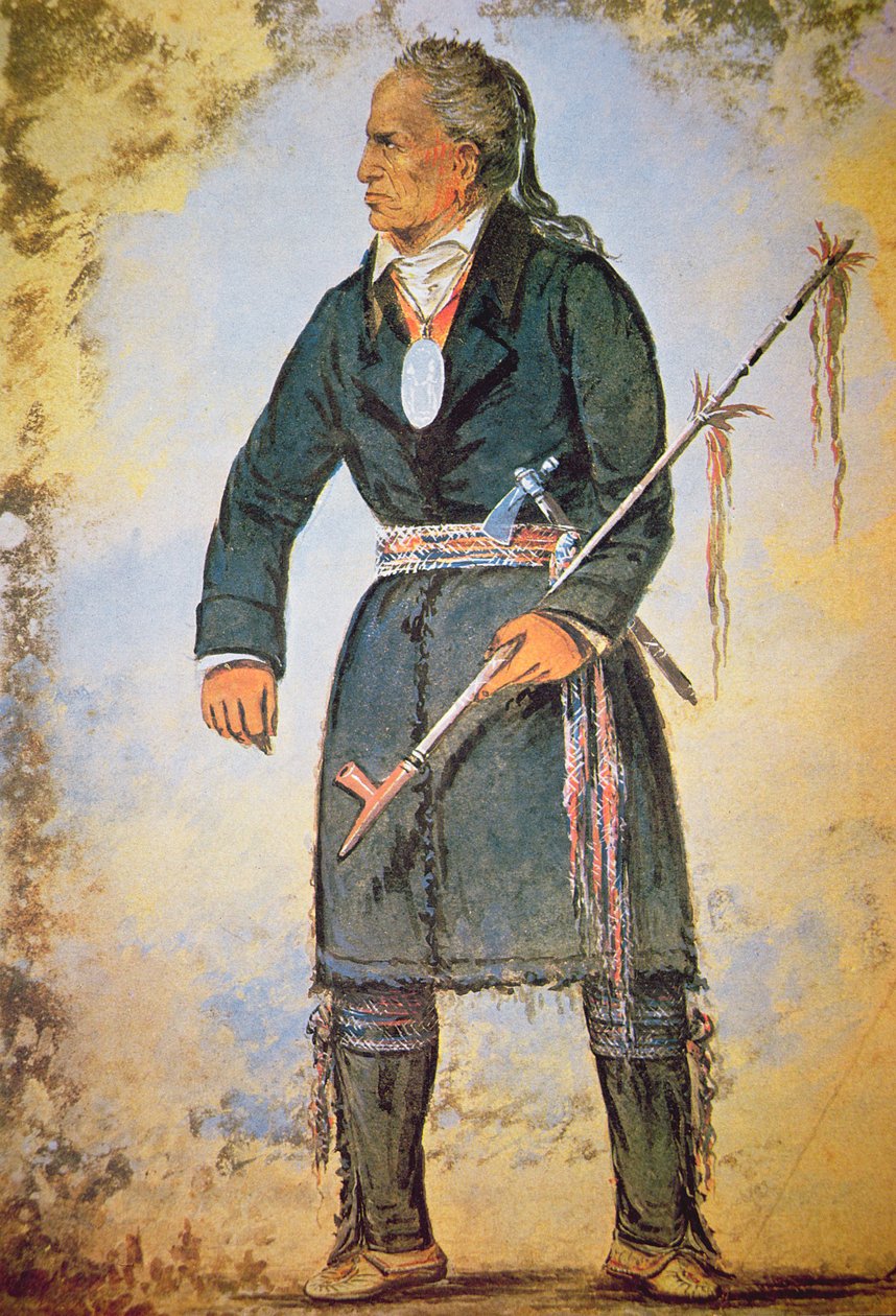 Rød jakke (ca. 1756-1830) (akvarel på papir) af George Catlin