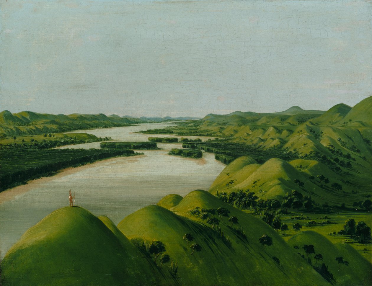 River Bluffs, 1320 Miles over St. Louis, 1832. af George Catlin