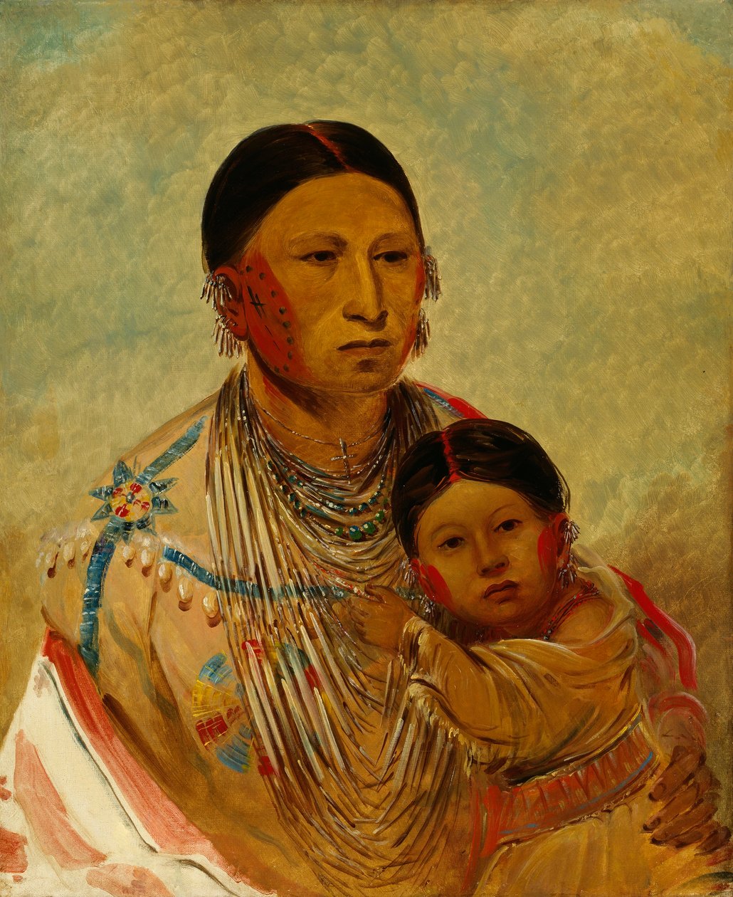 Ru-ton-ye-wee-ma, spankulerende due, den hvide skys kone af George Catlin