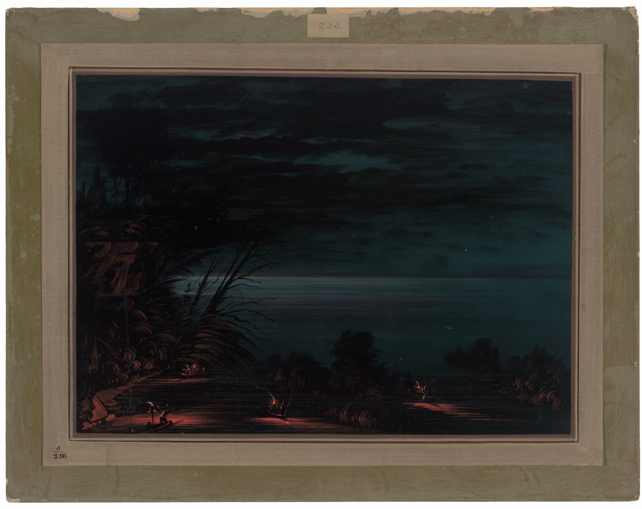 Salmon Spearing - Ottowas af George Catlin