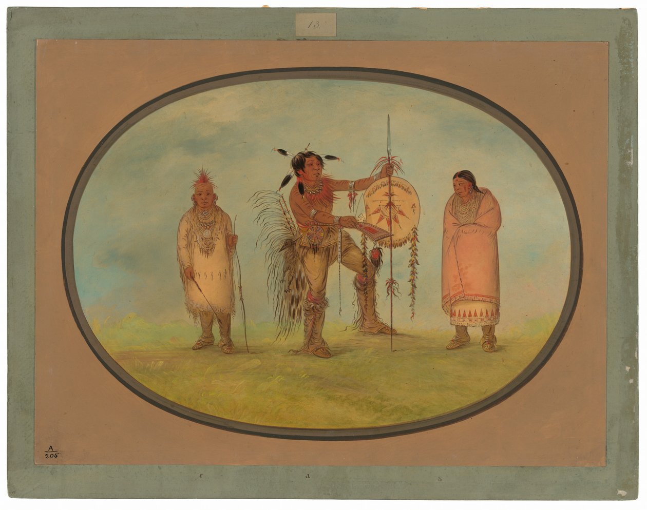 Saukie Warrior, hans kone og en dreng af George Catlin