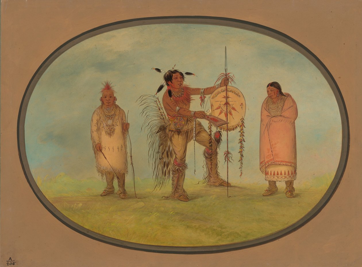 Saukie Warrior, His Wife, and a Boy, 18611869. af George Catlin
