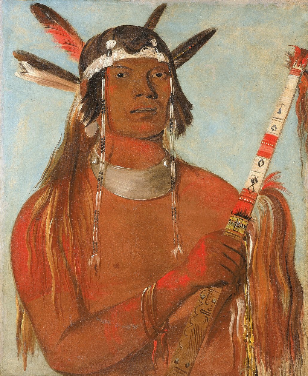 Seehk-hée-da, musefarvet fjer, en kendt modig mand af George Catlin