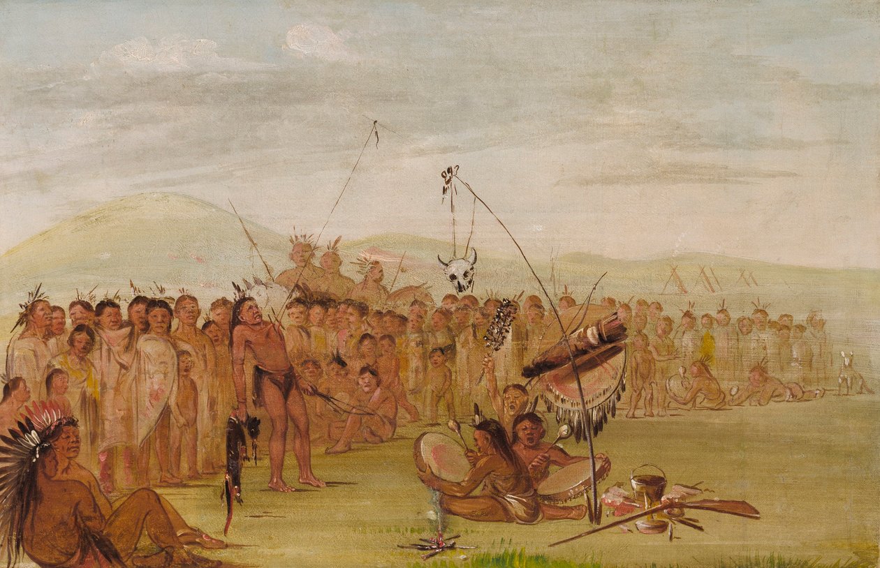 Selvtortur i en religiøs sioux-ceremoni af George Catlin