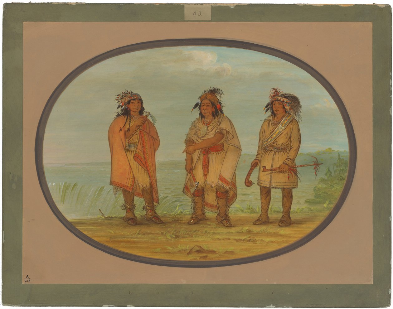 Seneca-høvding, Red Jacket, med to krigere af George Catlin