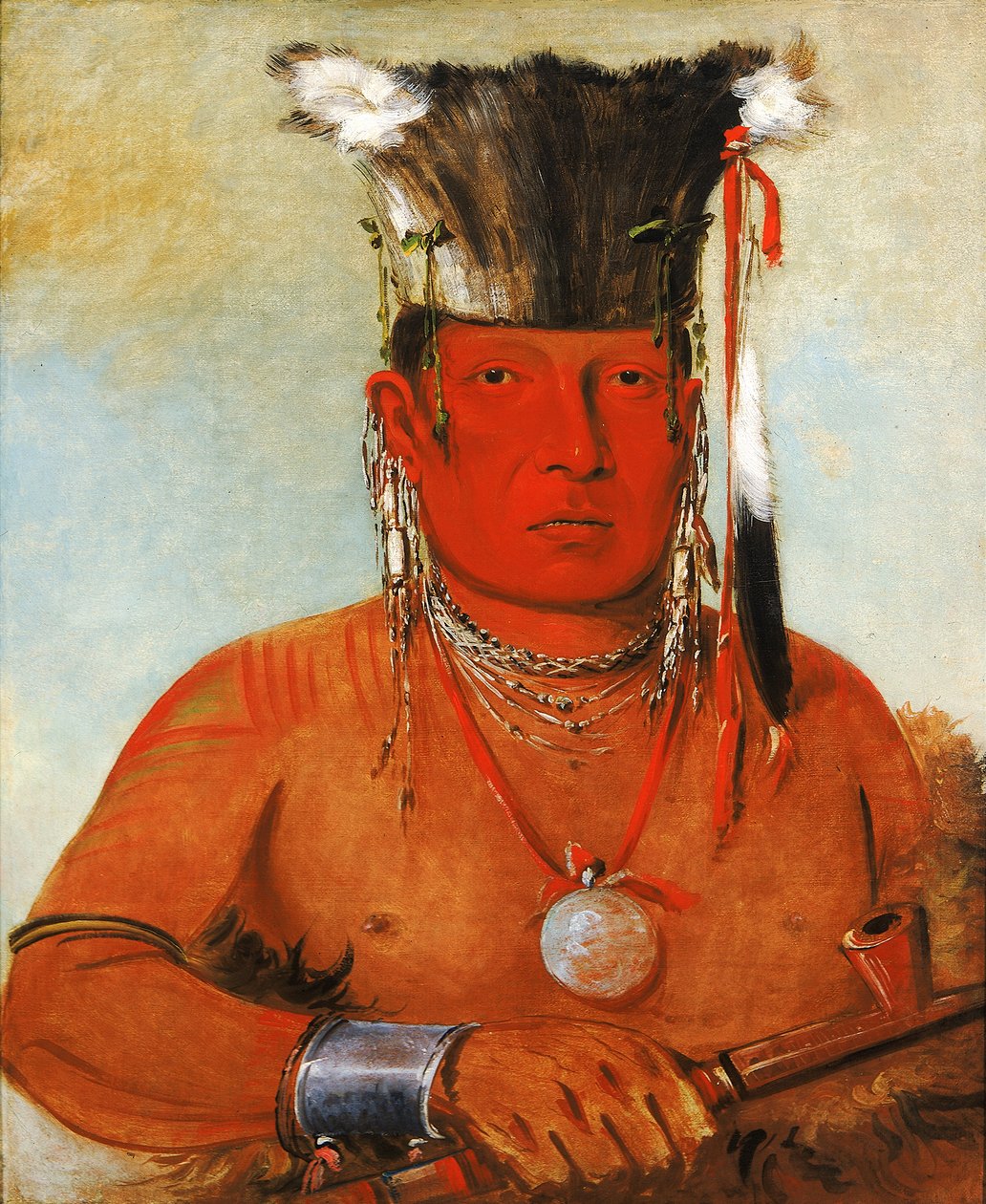 Sháw-da-mon-née, There He Goes, a Brave, 1832. af George Catlin
