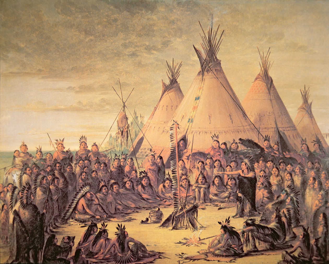 Sioux Indian Council af George Catlin