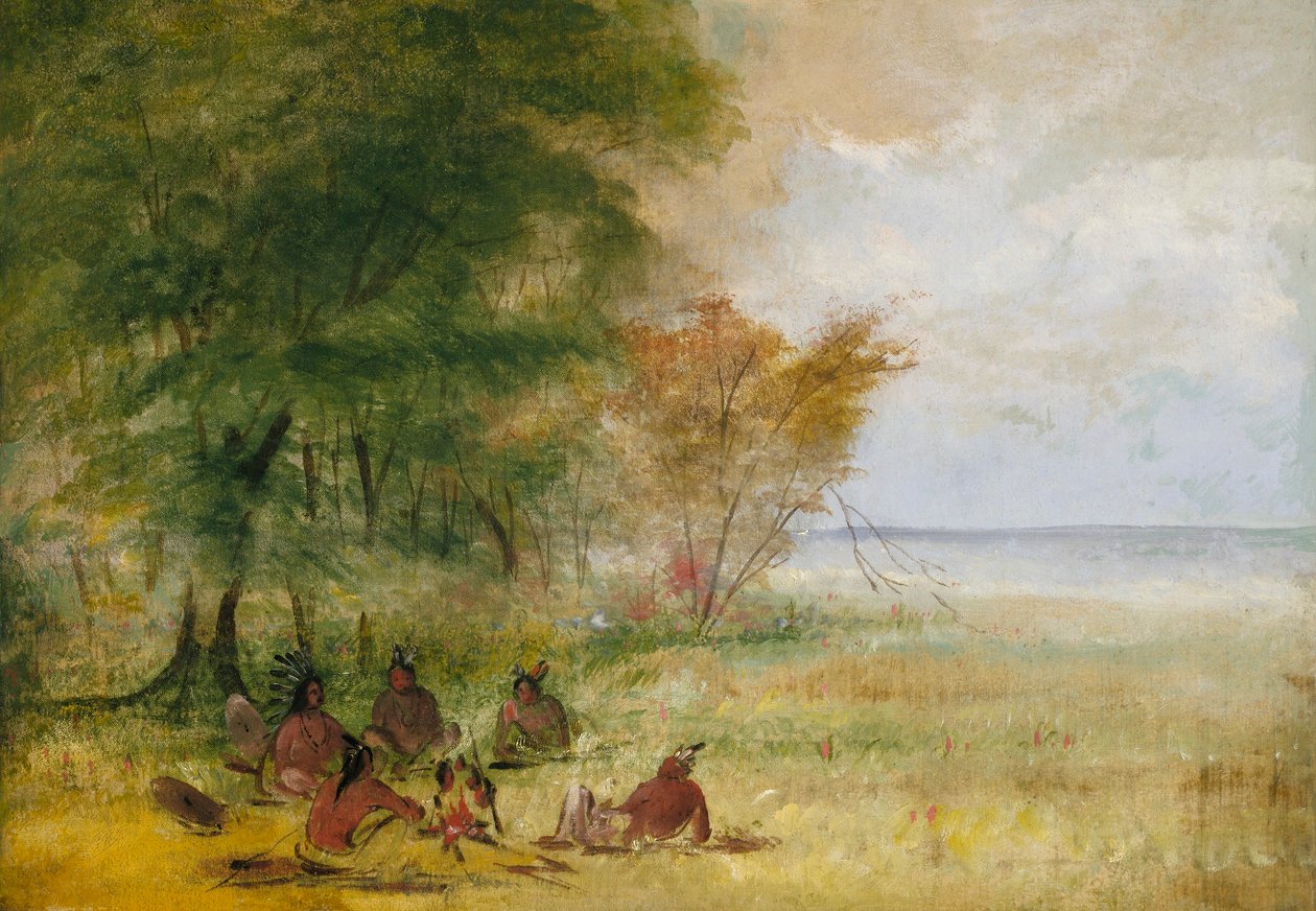 Sioux-indianernes råd og høvdinge i dybtgående overvejelser af George Catlin