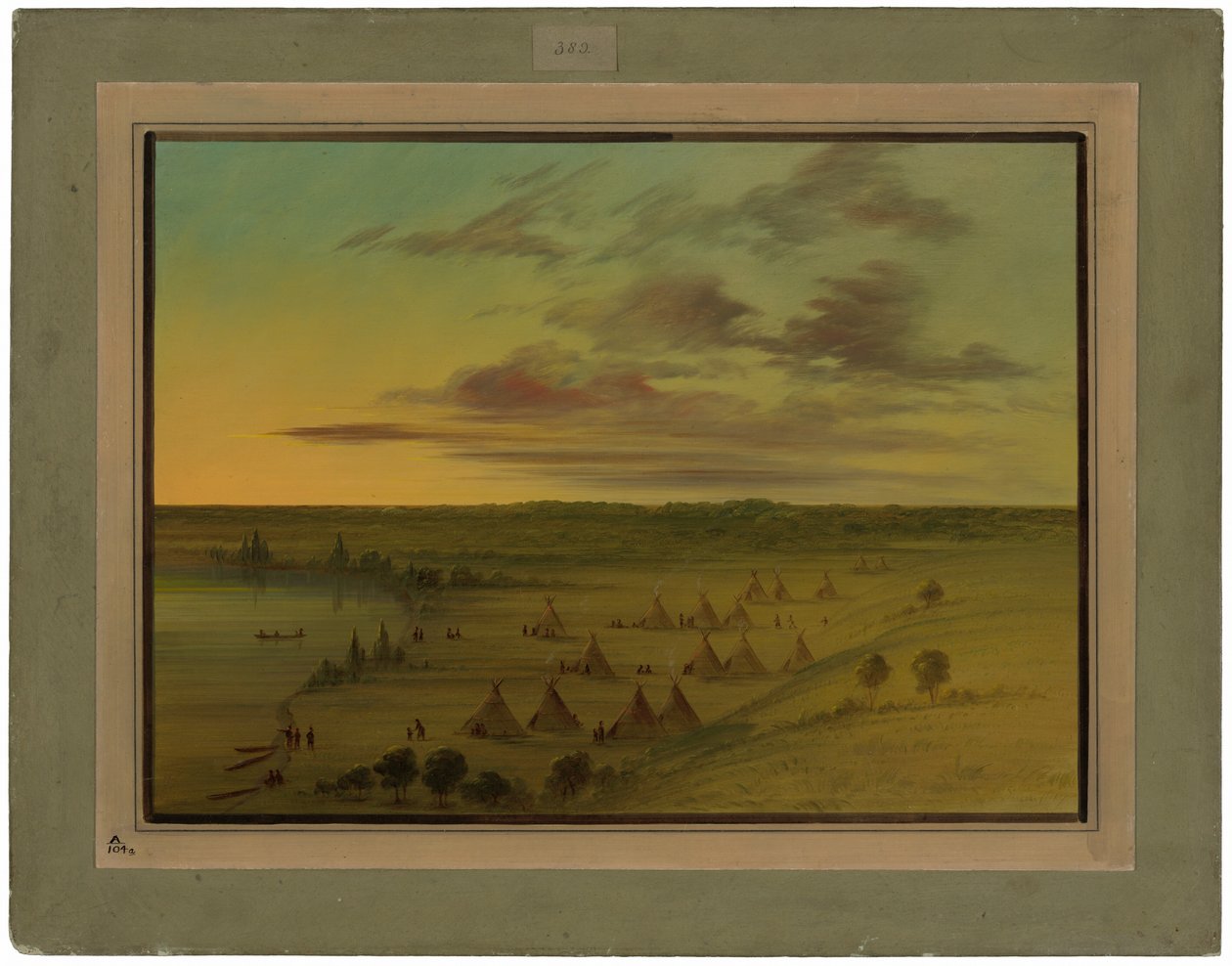 Sioux Village - Svanesøen af George Catlin