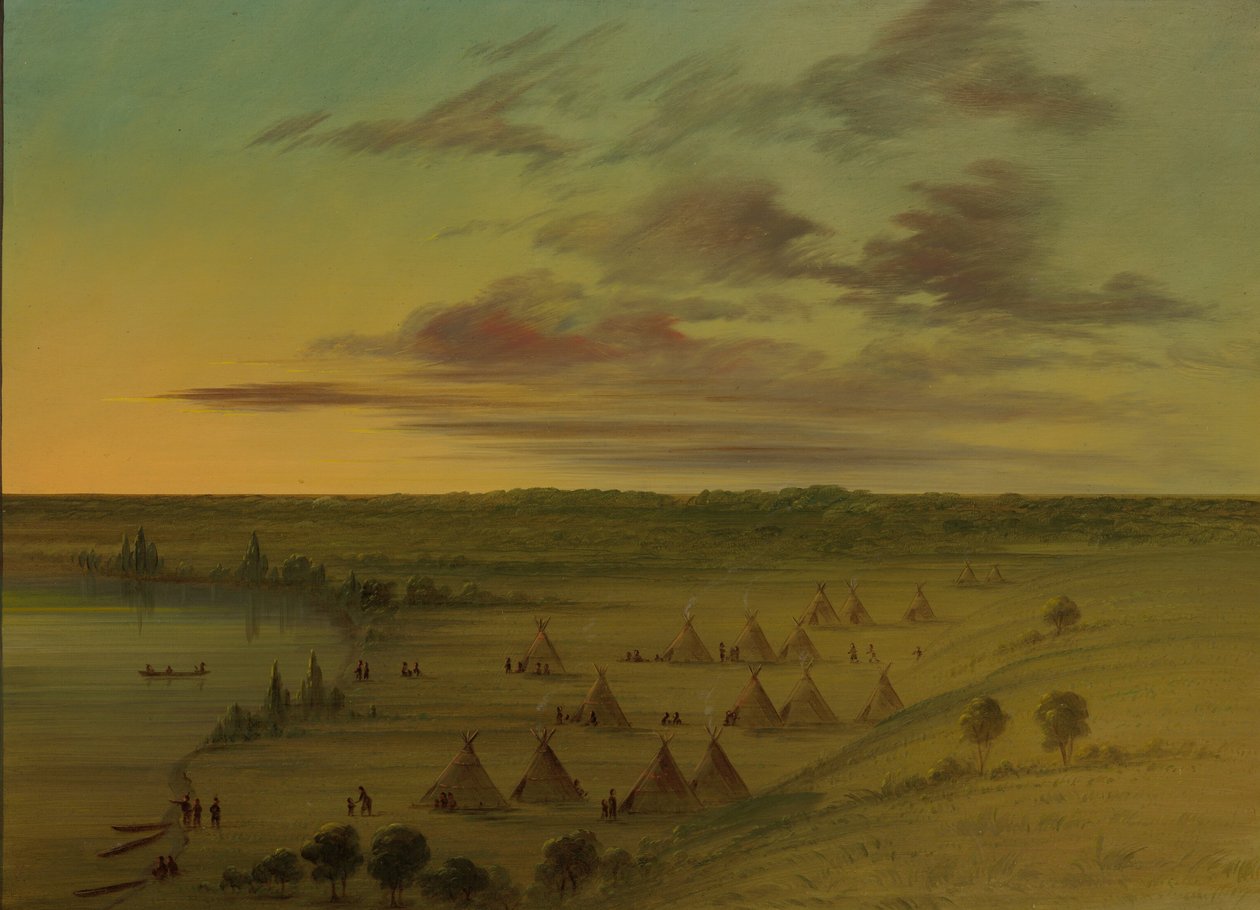 Sioux Village - Svanesøen, 18611869. af George Catlin