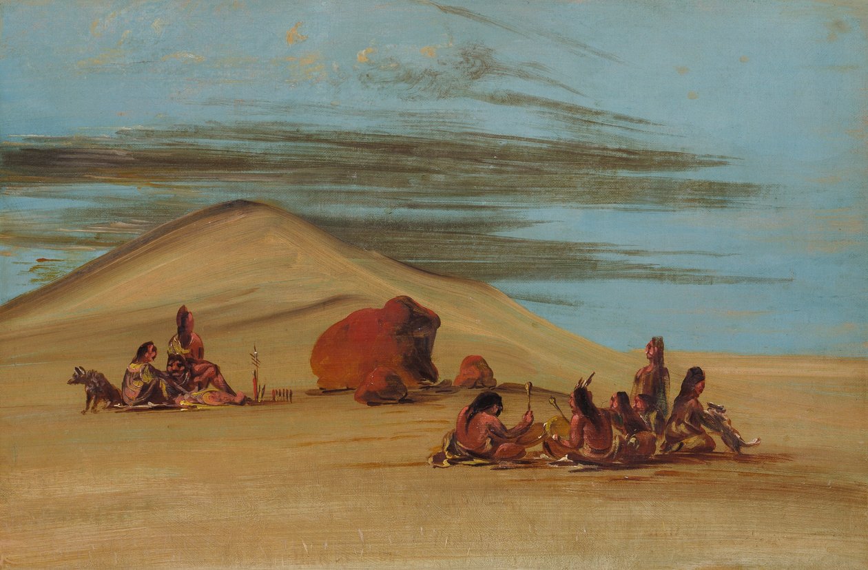Siouxer tilbeder ved de røde klipper af George Catlin