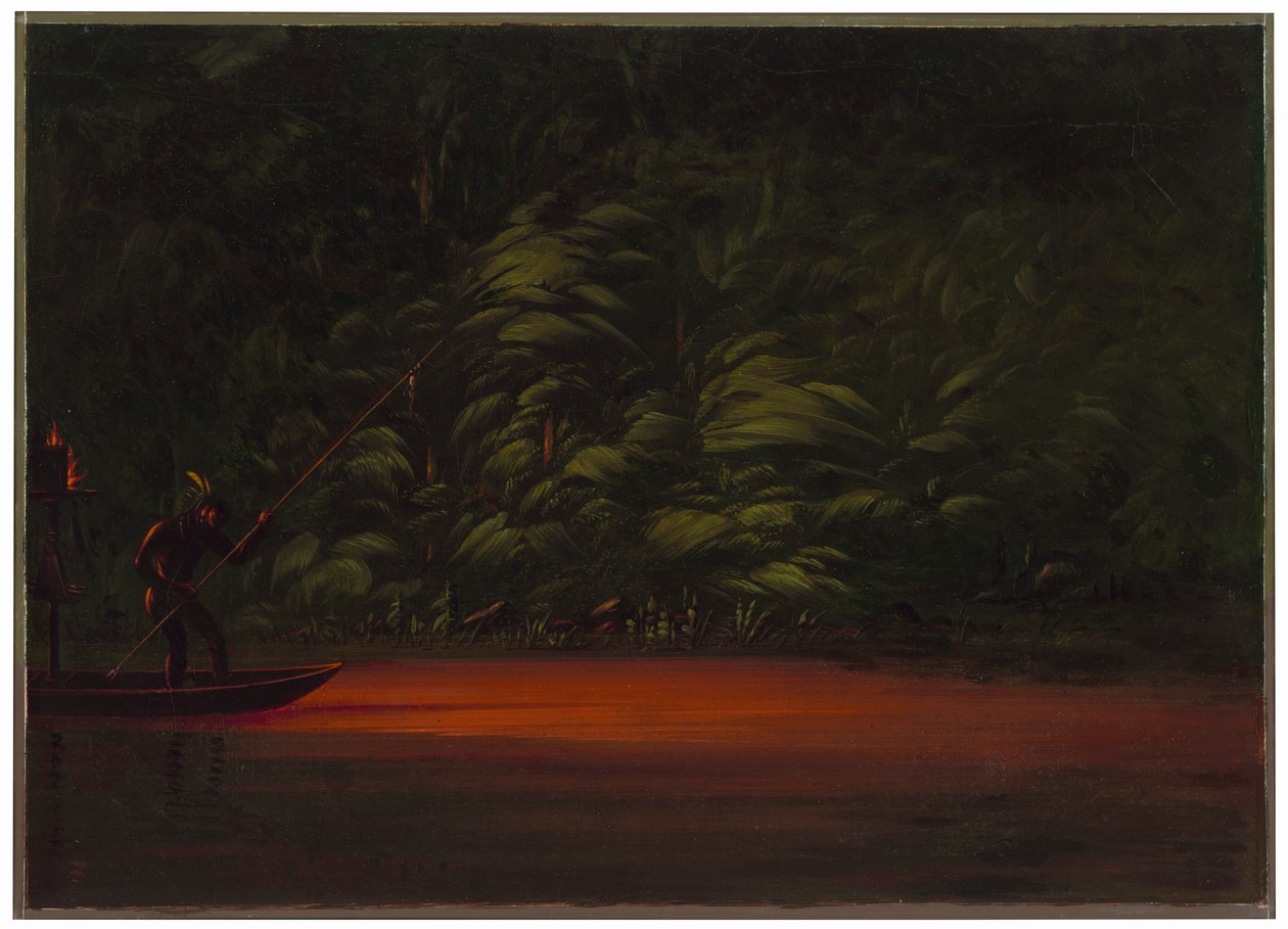 Spydfiskeri ved fakkellys på Amazonas af George Catlin