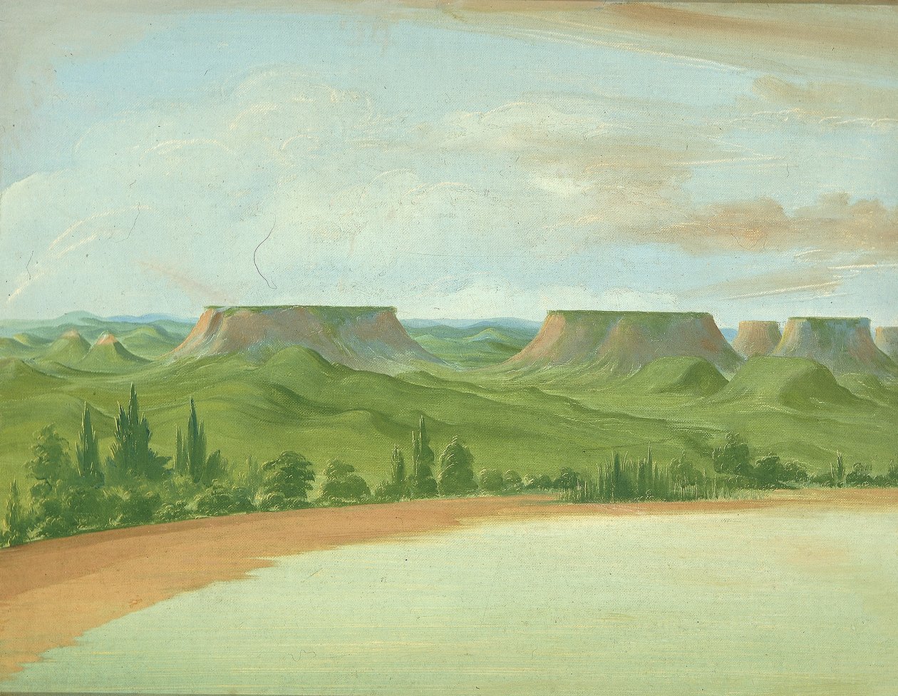 Square Hills, 1200 kilometer over St. Louis af George Catlin