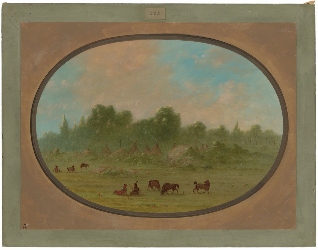 Tawahquena landsby af George Catlin