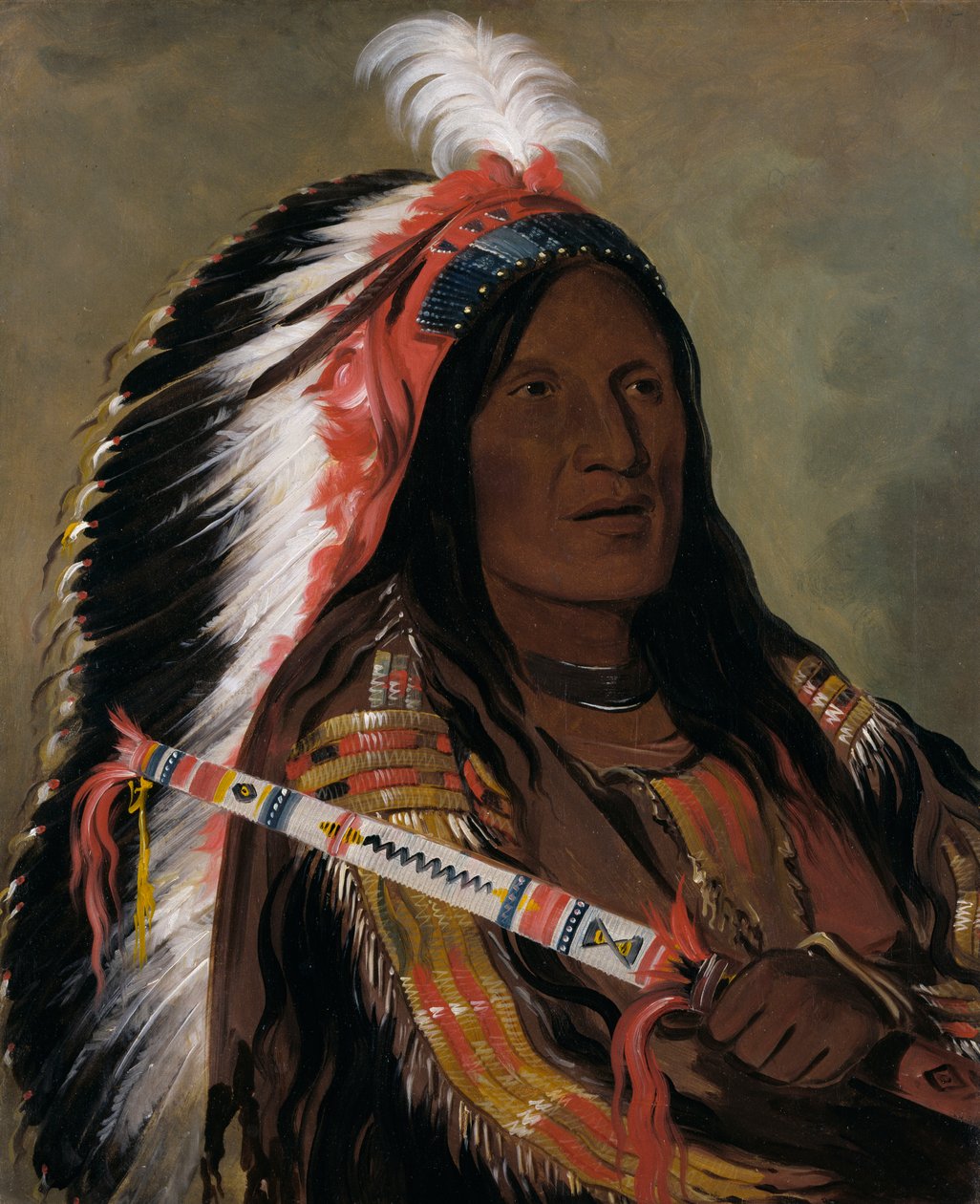 Táh-téck-a-da-háir, Steep Wind, a Brave of the Bad Arrow Points Band, 1832. af George Catlin