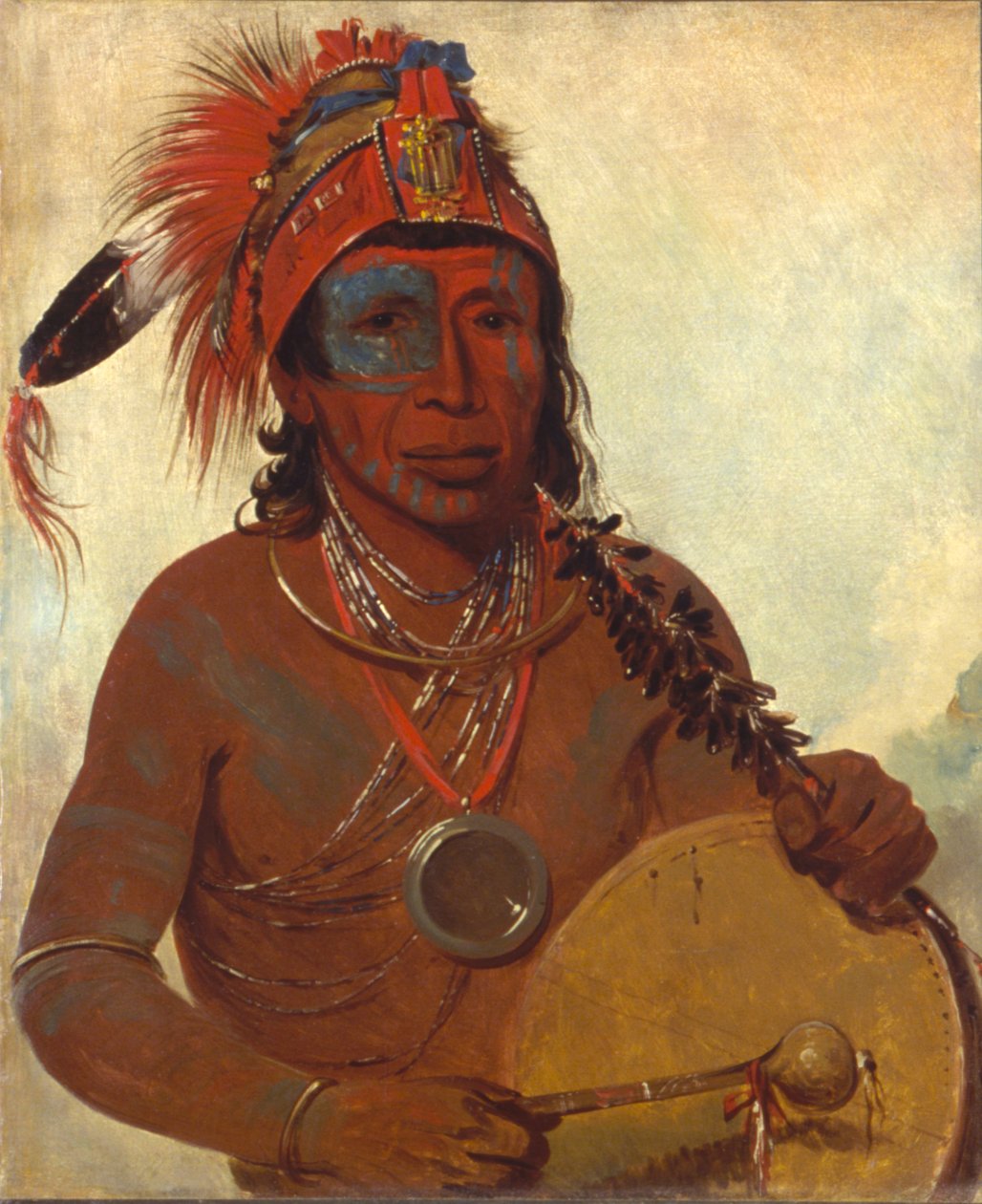 Tóh-to-wah-kón-da-pee, Blue Medicine, en medicinmand fra Ting-ta-to-ah Band, 1835. af George Catlin
