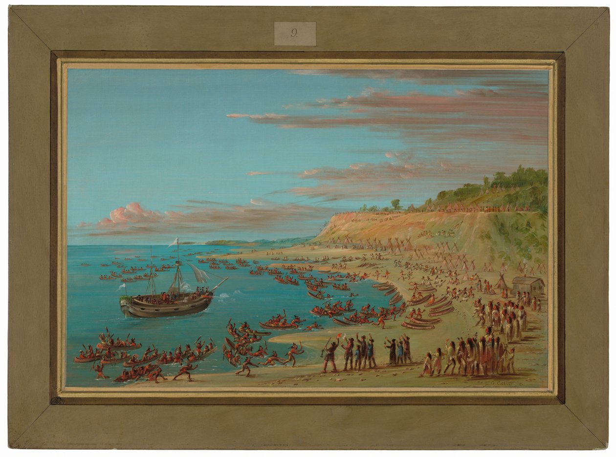 Griffin sejler ind i havnen ved Mackinaw. 27. august 1679 af George Catlin