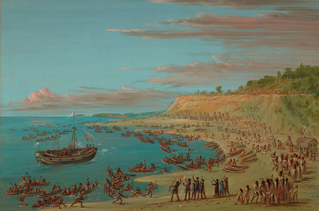 Griffinen går ind i havnen i Mackinaw. 27. august 1679, 18471848. af George Catlin
