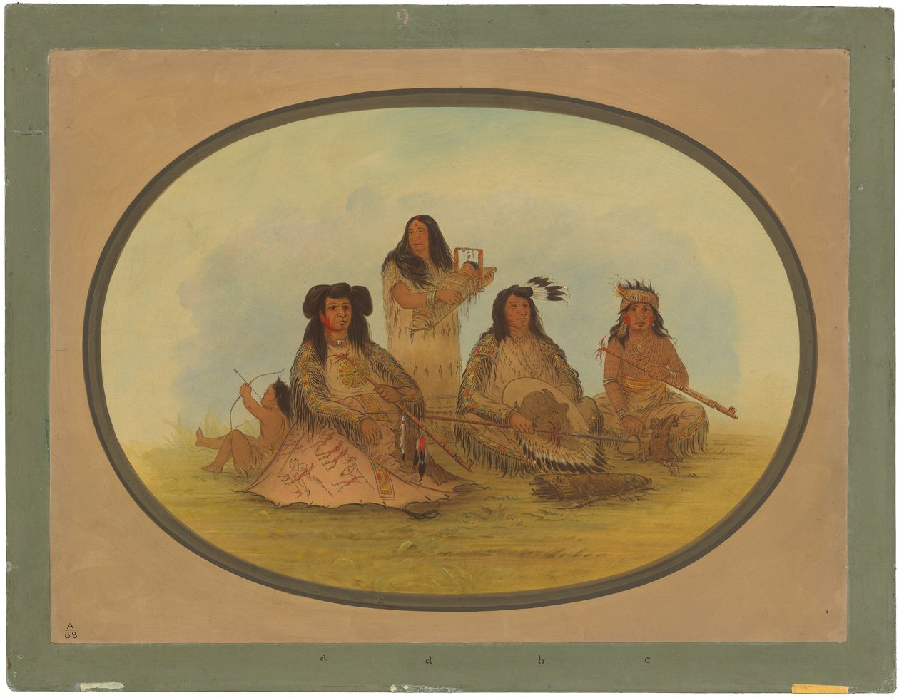 Sioux-høvdingen med flere indianere af George Catlin