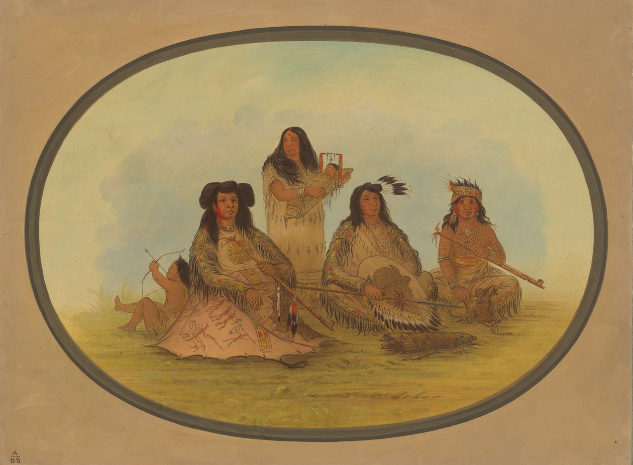 Sioux-høvdingen med flere indianere, 18611869. af George Catlin