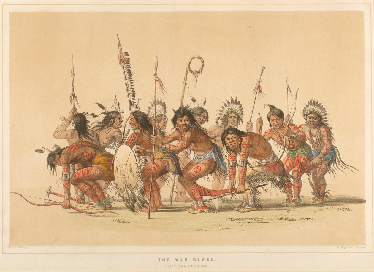 Krigsdansen, fra mappen «The North American Indian» af George Catlin